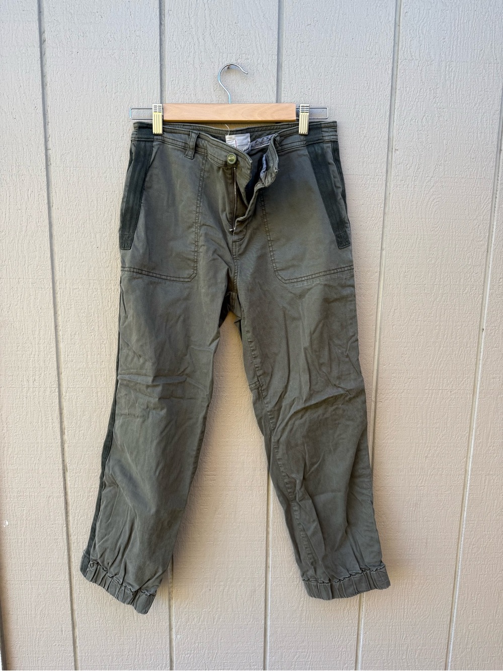 Anthropologie Olive Green Cargo Pants with Elastic Ankles